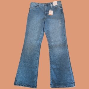 NWT LC Lauren Conrad Blue Curvy Flare Jeans Super High Rise Size 14L 14 Long $50